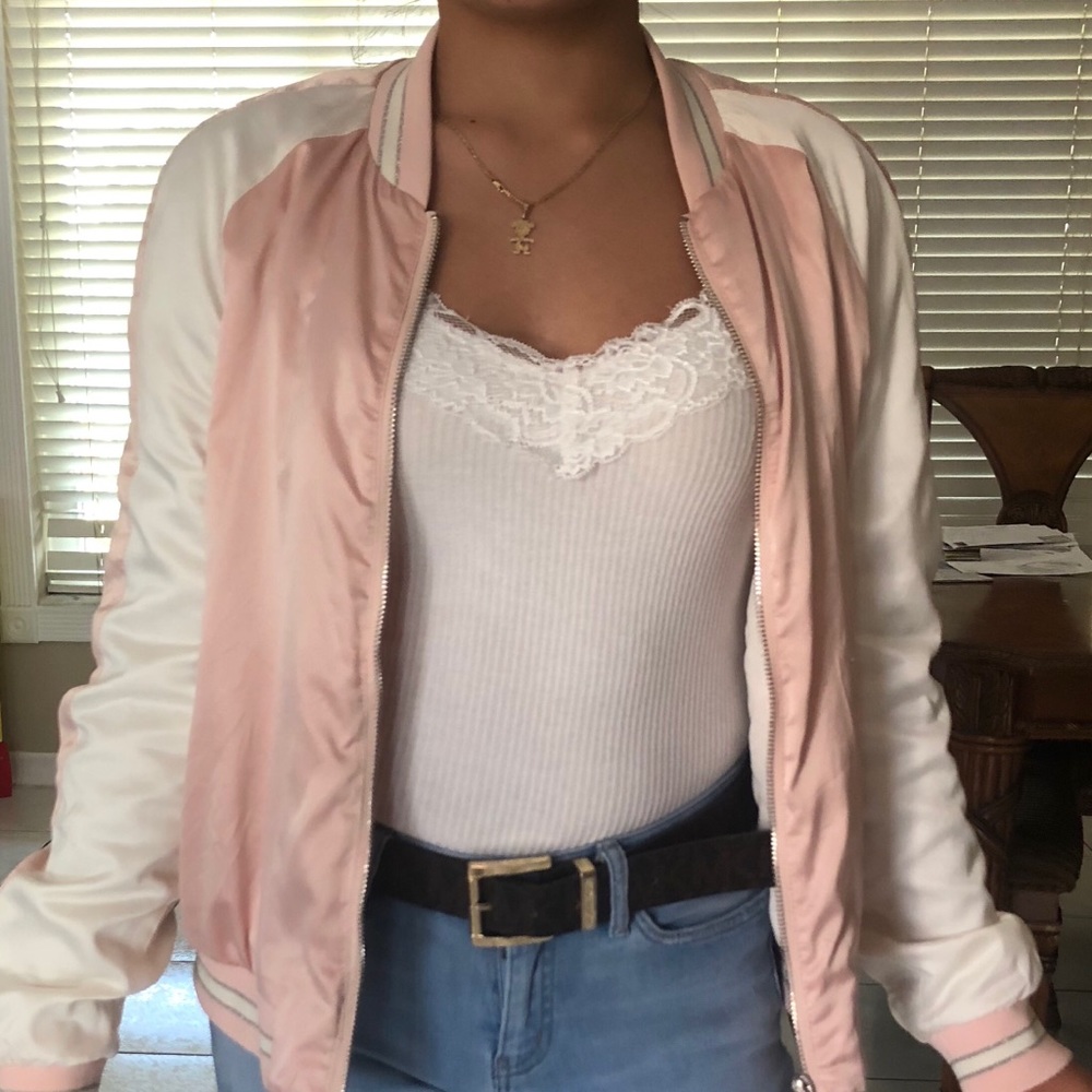 Baby pink bomber jacket